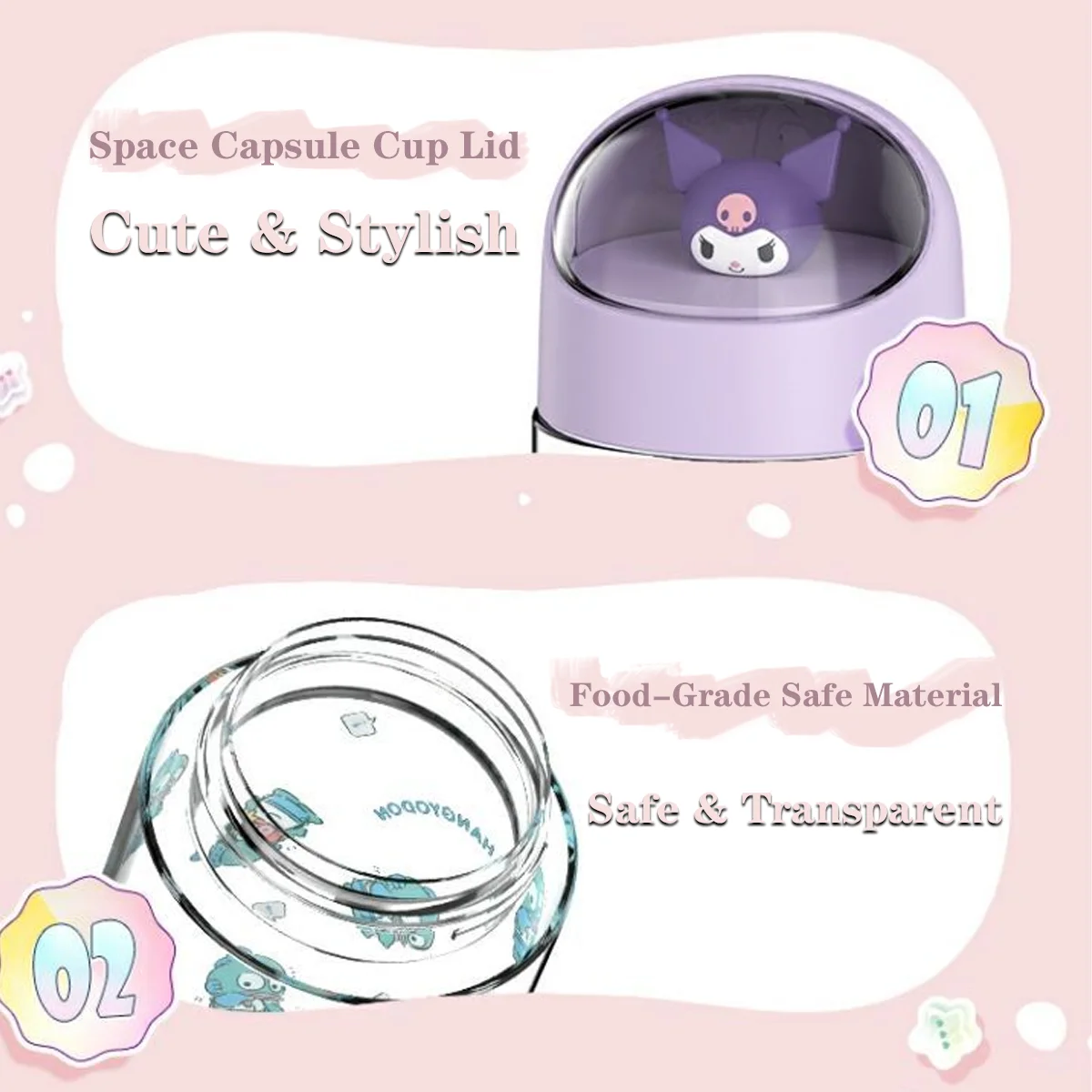 500ml Kawaii Sanrio Dolls  Transparent Cup Cartoon Water Bottle  Hello Kitty Kuromi Cinnamoroll Tritan Plastic Cup for Kids Gift - view 3