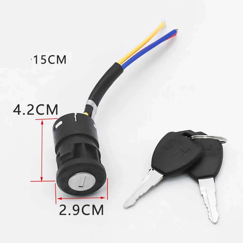 Ebike Ignition Switch Key Power Lock 3 Wire Position For Electric Scooter E-Bike Lock+Key Electric Accessories     2 0 2 4