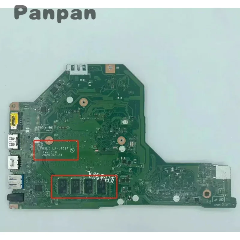 لشركة أيسر أسباير A315-56 اللوحة الأم للكمبيوتر المحمول مع SRGKF I3-1005G1 I5-1035G1 وحدة المعالجة المركزية 4G RAM DDR4 FH5LI LA-J801P NBHS 511001