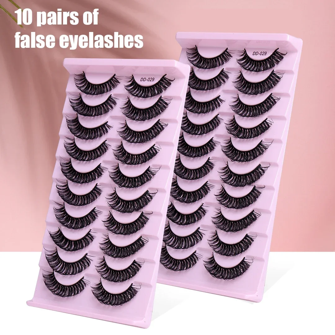 10 Paar Wimpern dd Curl 8-23mm russische Wimpern 3d Nerz Wimpern wieder verwendbare flauschige russische Streifen Wimpern Wimpern verlängerung