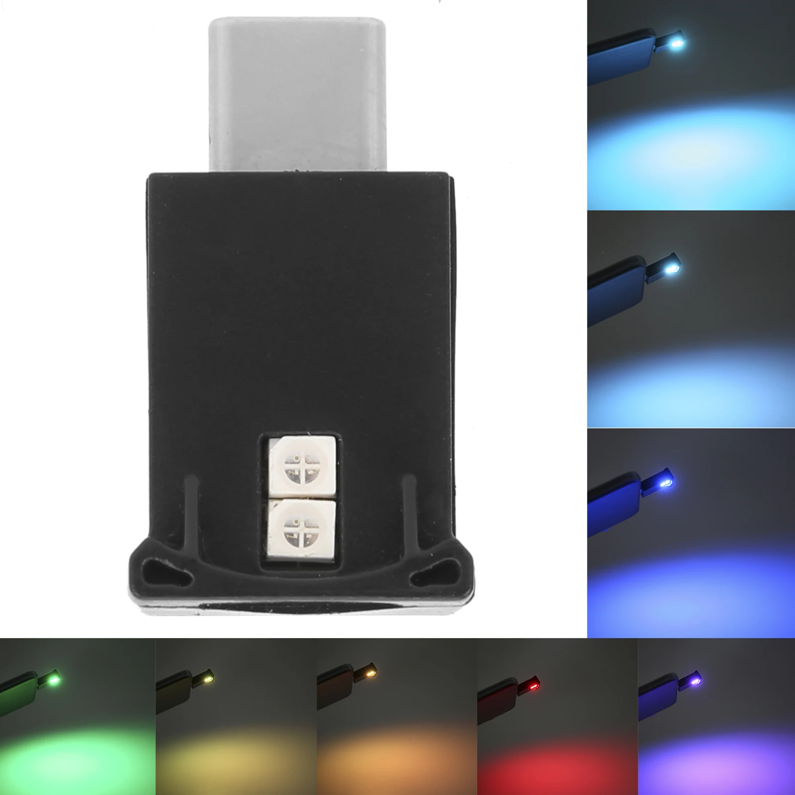 Type-C LED Ambient Light 8 Colors RGB Dynamic Gradient Brightness Adjustable Interior Atmosphere Lamp RGB Ambient Light