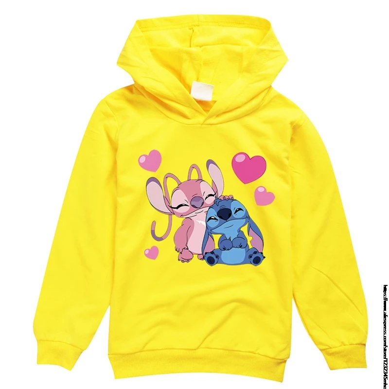 Sudadera con capucha de Lilo y Stitch para niño y niña, ropa de manga larga con estampado de dibujos animados, regalo de Navidad, primavera, 1-16 años