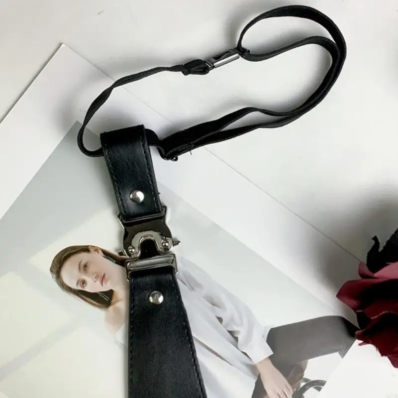 ربطات عنق M6CD مربوطة مسبقًا بدون ربطة عنق معدنية وجلد بولي يوريثان سريعة التحرير وقابلة للتعديل لحفلة موسيقية أو ملابس غير