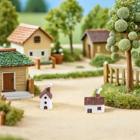 Миниатюрные домики из смолы iBaseToy, набор из 8 штук