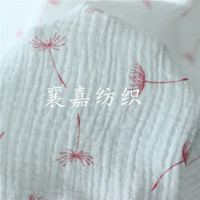 135cm X50cm High Quality Soft Thin Double Crepe Hedgehog Texture Pink Dandelion Cotton Fabric, Making Shirt Underwear Cloth