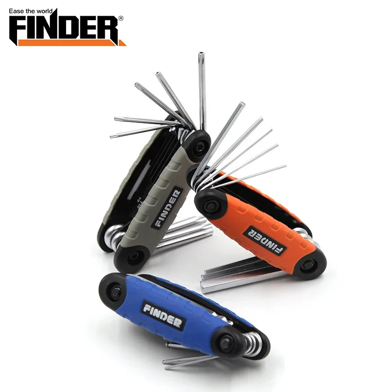 8 in 1 Torx Allen Wrench Set Ball End/Flat Hex Wrenches Portable Foldable Phillips Slotted Screwdriver Allen Key Spanner Hex Key