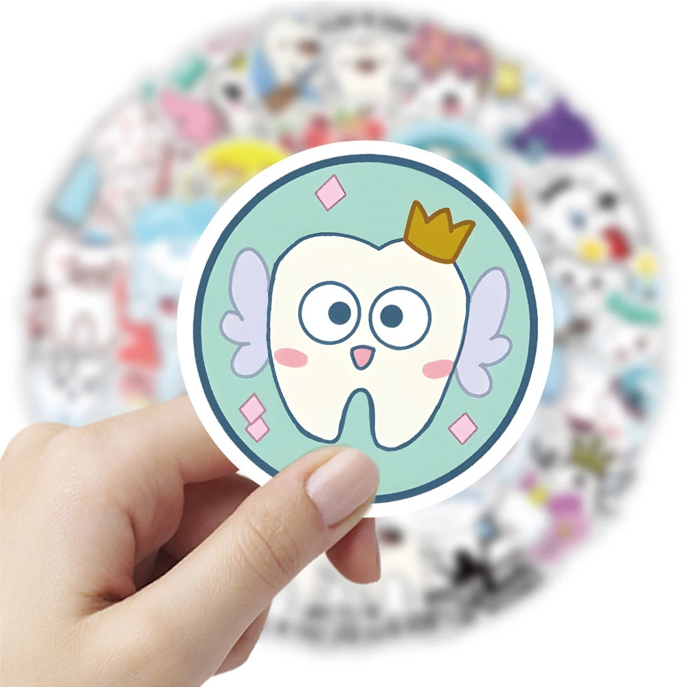 10/30/50pcs Cartoon Protect Teeth Graffiti Stickers Cute Toothbrush Teeth Decals Stationery Notebook Skateboard Fun Sticker Toy