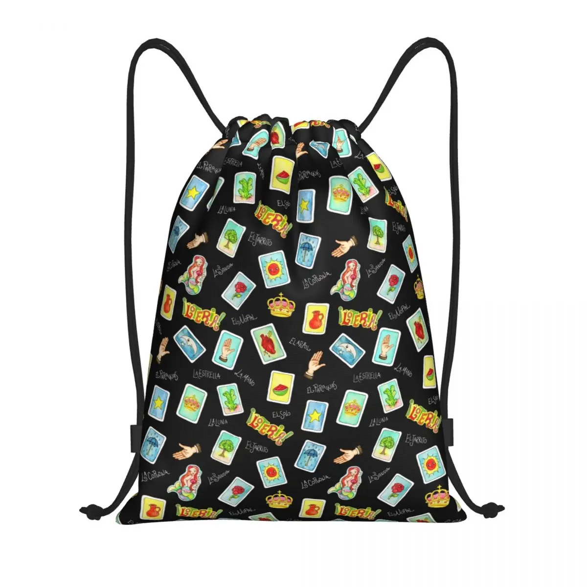 Tarjeta de Loteria personalizada, bolsas con cordón de lotería de Bingo mexicano para entrenamiento, mochilas de Yoga, mochila deportiva para gimnasio para hombres y mujeres