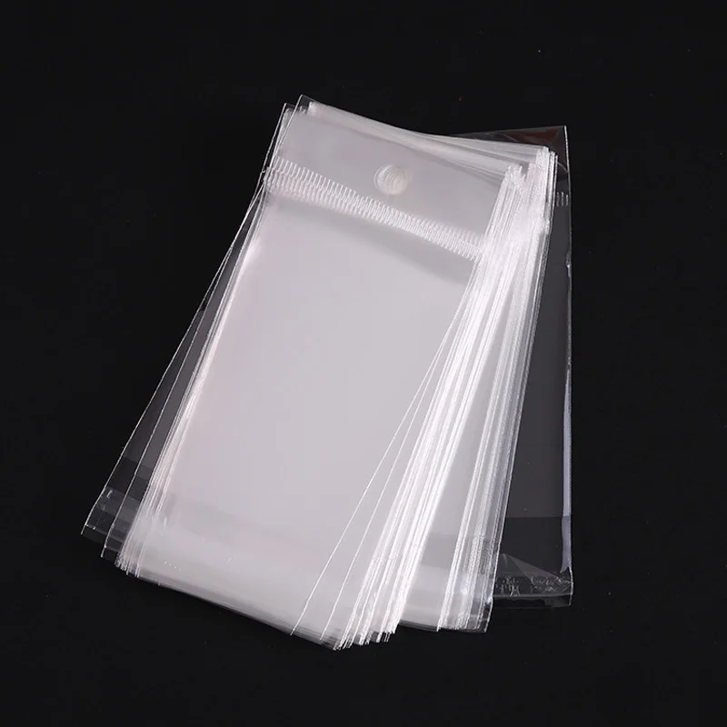 100pcs Transparent Self Sealing Adhesive Pouch OPP Bag Plastic Storage Bags with Hang Hole for Jewelry Retail Display Package