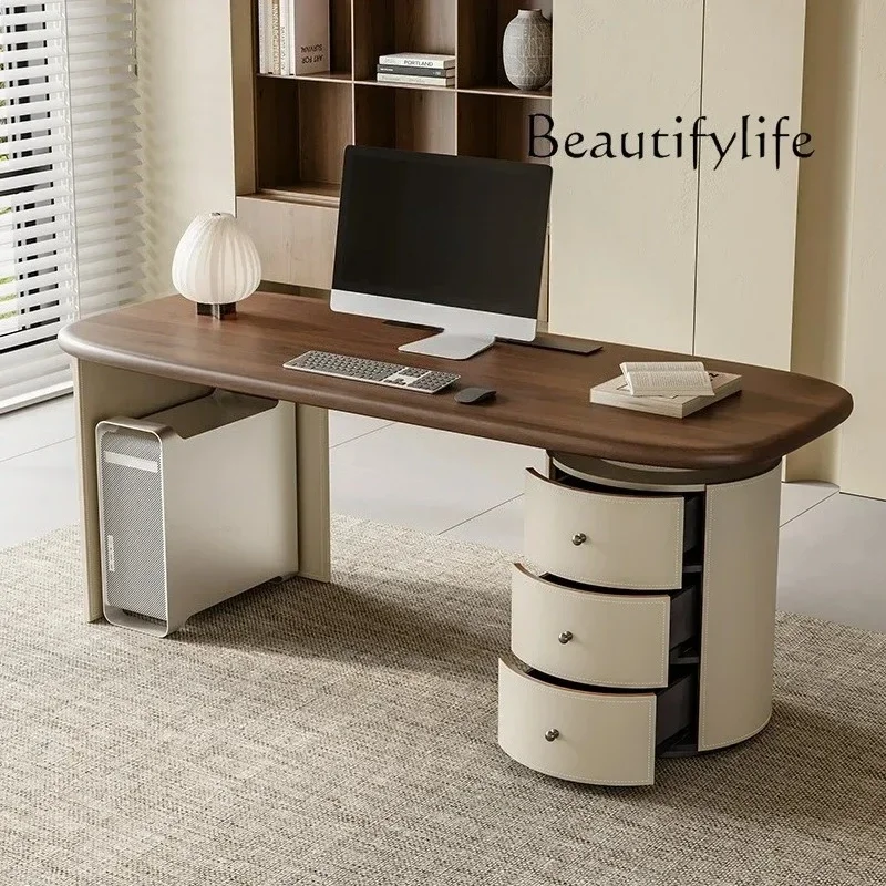 

yj5 Scrivania minimalista moderna giapponese Scrivania in pelle di sella premium