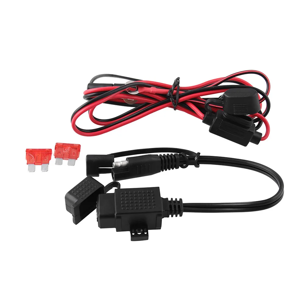 

12V Motorcycle USB SAE Adapter Dual Inline Fuse Power Supply GPS Cable Waterproof Dustproof Heat Resistant Corrosion