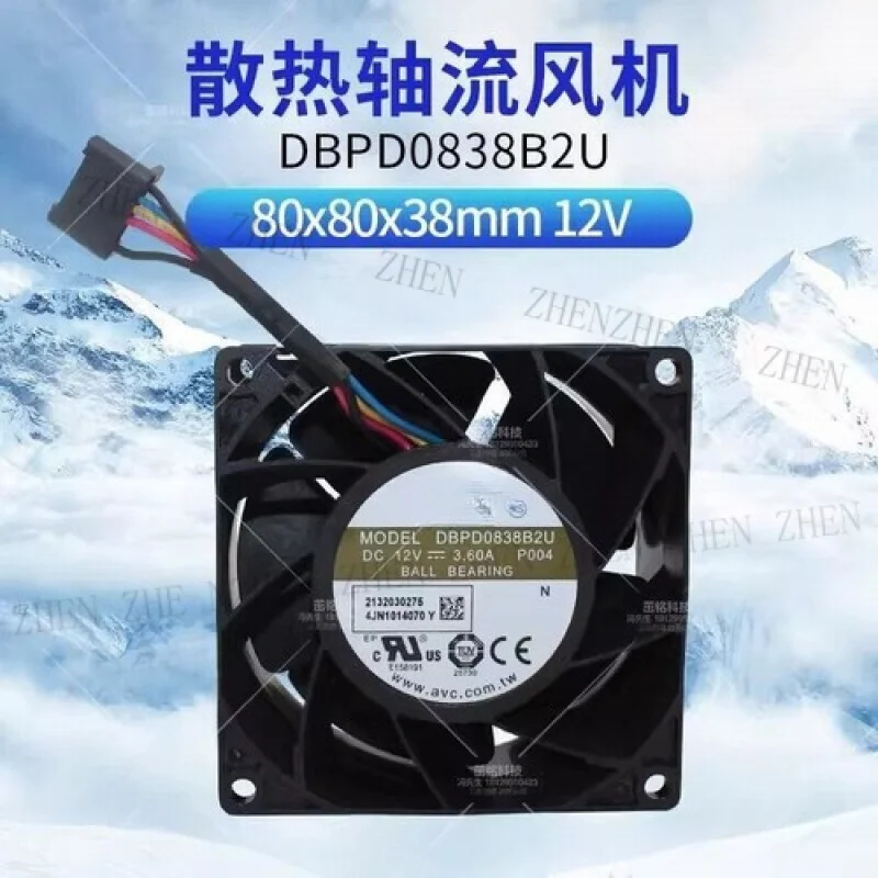 

Y ДЛЯ AVC DBPD0838B2U 8038 12 В 3,6 А 8 см 4-контактный вентилятор охлаждения сервера с двойным шарикоподшипником