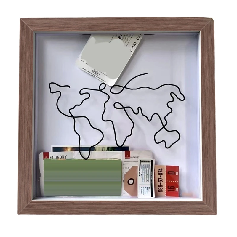 Adventure Archive Box Travel Shadow Box Ticket Shadow Box With Slot, Memory Boxes For Keepsakes-B