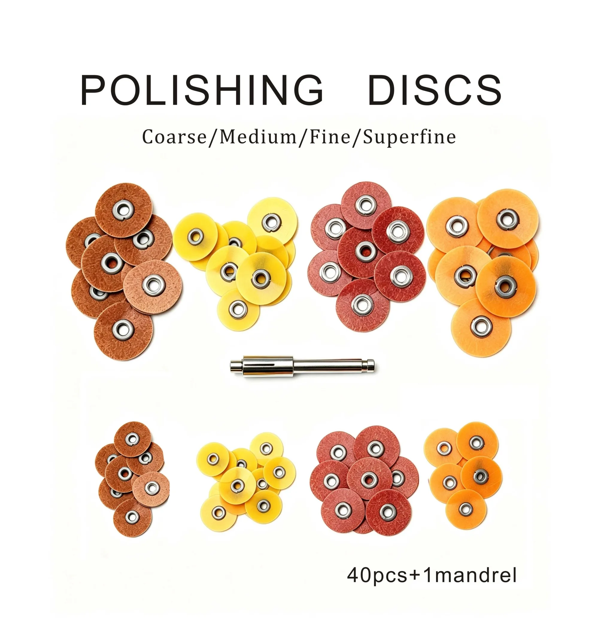 40PCS Dental Finishing and Polishing Discs for Composites Ceramics and Glass Ionomer Restorations 1/2 3/8inch Coarse Medium Fine
