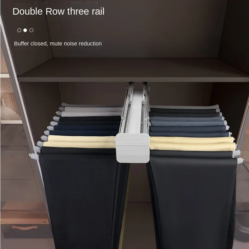 Trousers Rack Telescopic Pants Rack Pants Shelves Trousers Hangers Damping Double-row Cabinet Clothes Shelfs Thicken Hardware