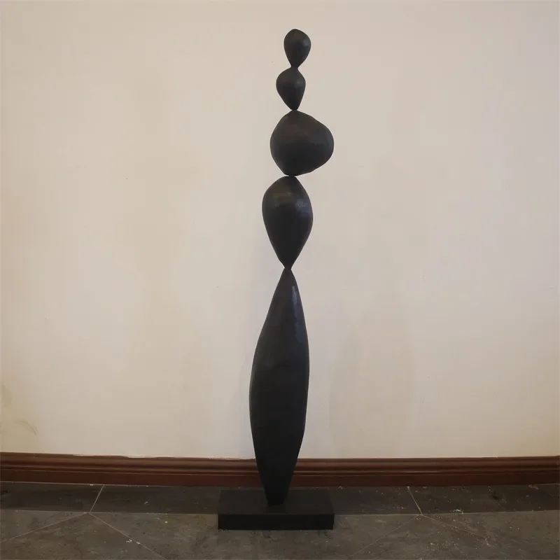 Carbonized Wooden Ornaments Abstract Solid Wood Floor Decoration Figurine Vintage Home Decor Entrance Hall Groot Art Sculptures