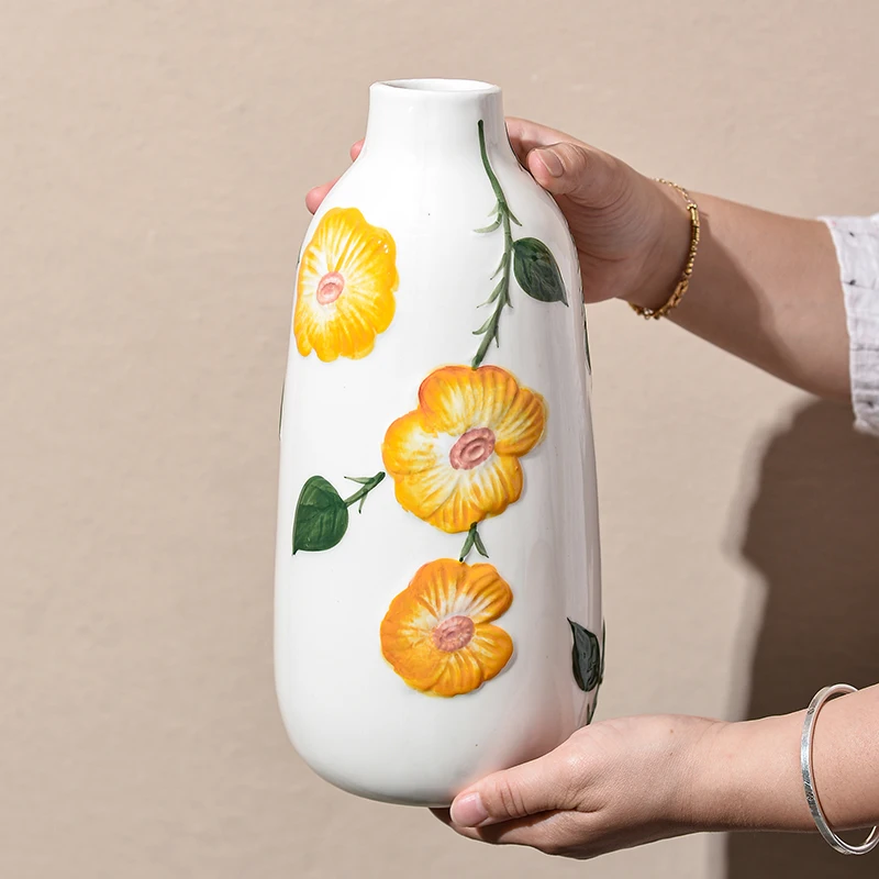 

ceramic vase ornament light luxury high-end sense living room flower vases arrangement entrance home decor flower vase
