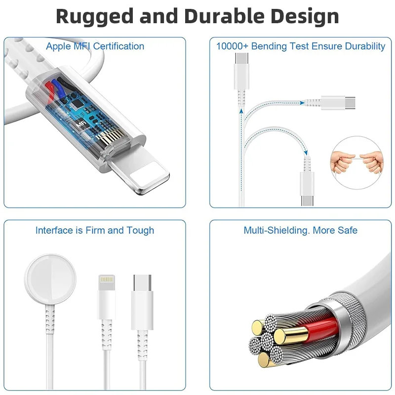 KUTOU 2 في 1 كابل لشاحن ساعة أبل المغناطيسي iWatch شحن لسلسلة الساعات 9 8 7 6 SE 5 4 3 2 1 آيفون 14 13 12 11