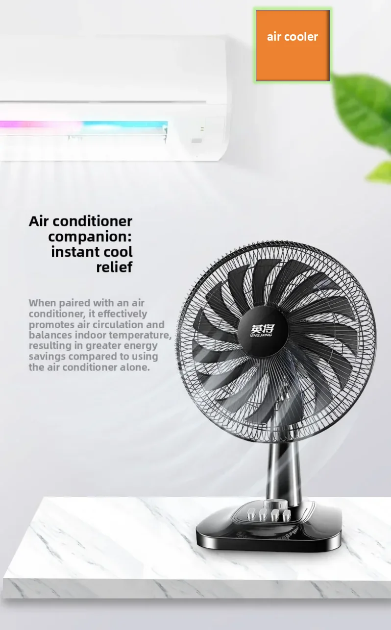 220V Table Fan for Home Office Quiet Powerful Air Circulation with Oscillation Desktop Standing Fan LYH