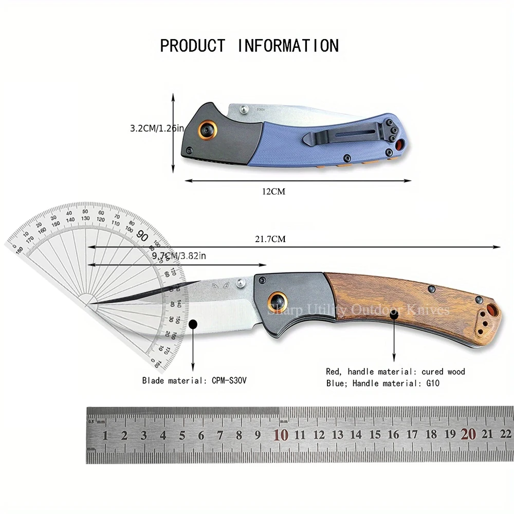 BM Crooked River 15080 EDC Knife G10/ Wood Handle Outdoor Survival Camping Tactical Pocket Folding Knife Portable Multi-tools