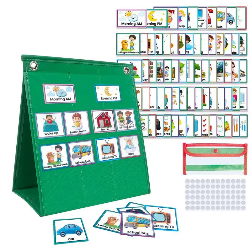 Calendario de horario Visual para niños con 72 piezas de puntos, tarjetas de rutina, planificador Visual, materiales de aprendizaje para el aula en