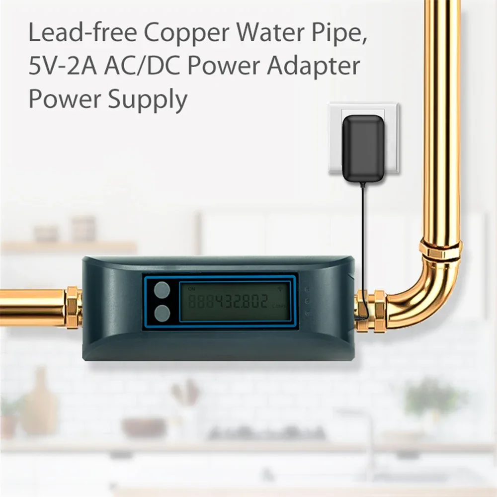 Tuya Smart WiFi Water Valve Water Consumption Monitoring and Screem Display of Water Flow Built in Rechargable Battery