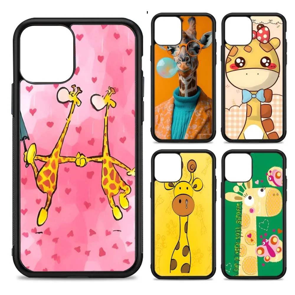 

Cute Cartoon Giraffe Phone Case Silicone PC+TPU For Samsung S10 20 30 22 23 24 Plus Lite Ultra Cover