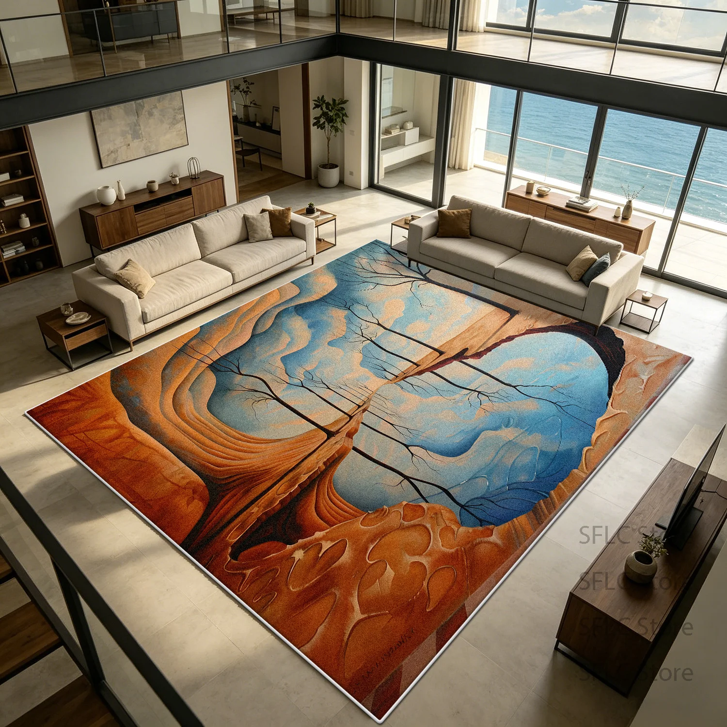 

Modern Art Portrait Style Living Room Carpet Decoration Bedroom Bedside Antiskid Fluffy Rug Large Size Washable Soft Floor Mats