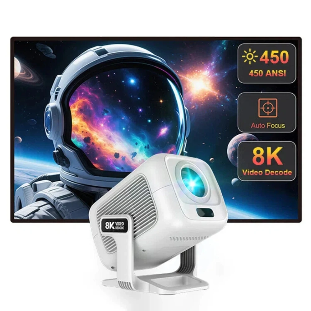 Velec 1080P FHD Projector with 450 ANSI Lumens, Android 14 & Dual-Band WiFi 5.2 Bluetooth, Auto Focus/Keystone Correct