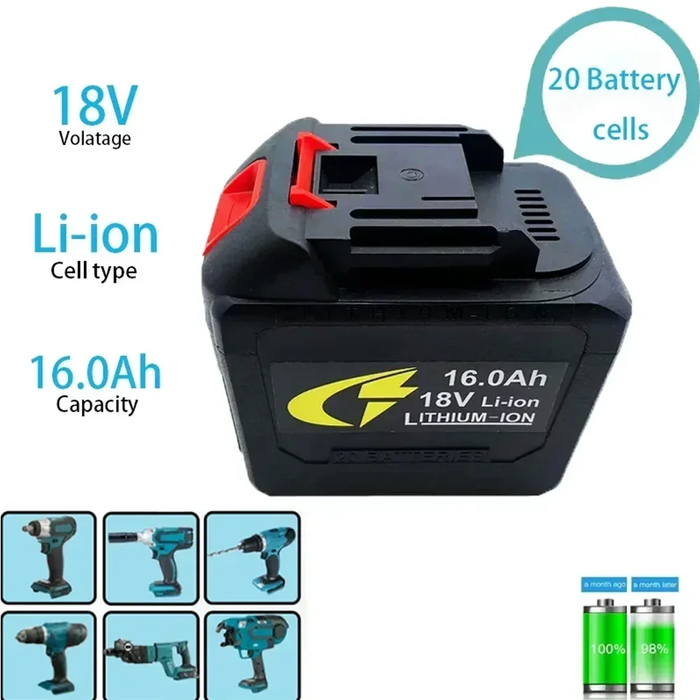 

18V16.0Ah new high-capacity electric tool battery replacement suitable for Makita electric screwdriver drill and 21V2A charger