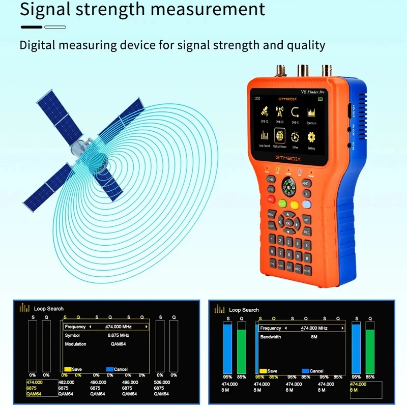 GTMEDIA V8 Finder2/Pro2 + satellite meter bag satellite finder DVB-S/S2/S2X 1080P TFT screen LCD high definition 3,5 inch H.264