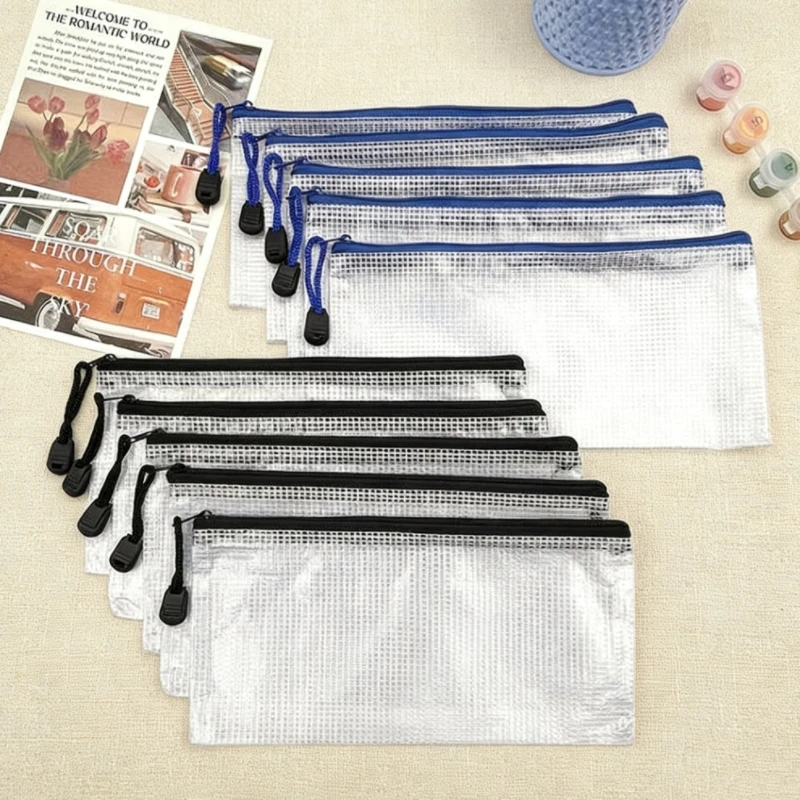 

Сетчатый пенал-органайзер на молнии, 12 прозрачных пластиковых карманов для карандашей, водонепроницаемый дорожный чехол для хранения, для школы