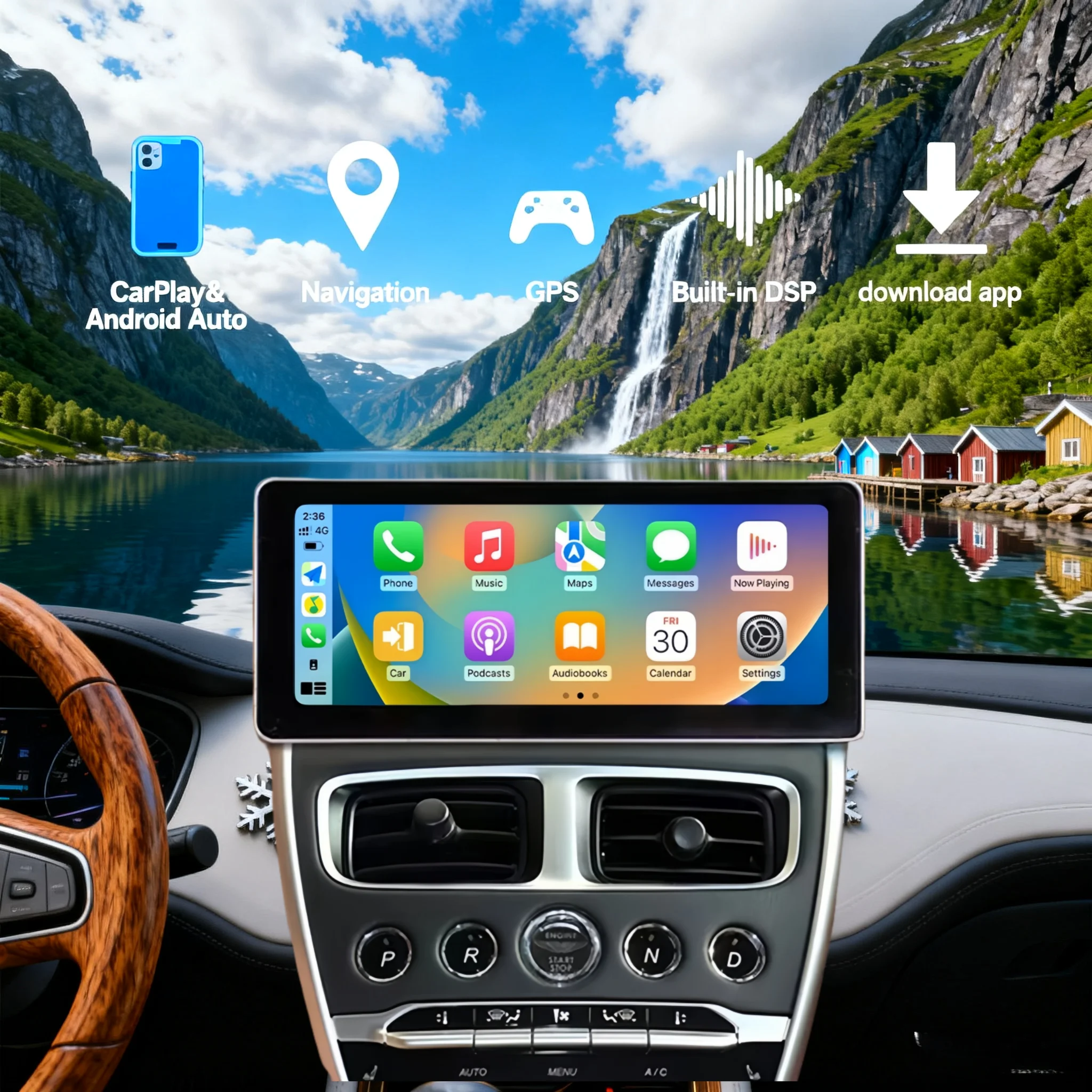 12.3 Inch Android 14 Screen CarPlay Multimedia Stereo Player For Aston Martin DB11 2016 2017-2020 GPS Car Radio Auto Head Unit