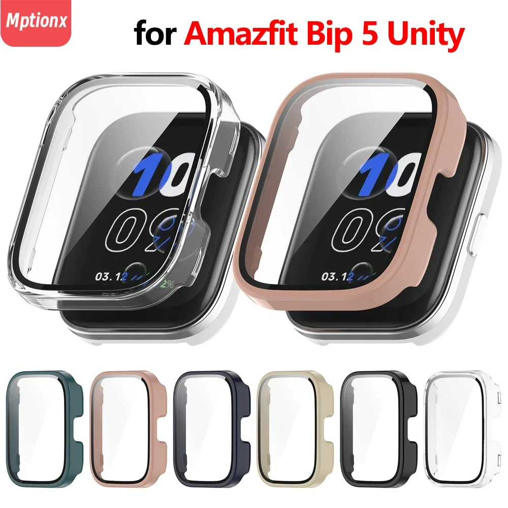 

Glass+Case for Amazfit Bip 5 Unity Tempered Glass Anti-scratch Film Bumper Protective Cover for Amazfit Bip 5 Unity Accessories