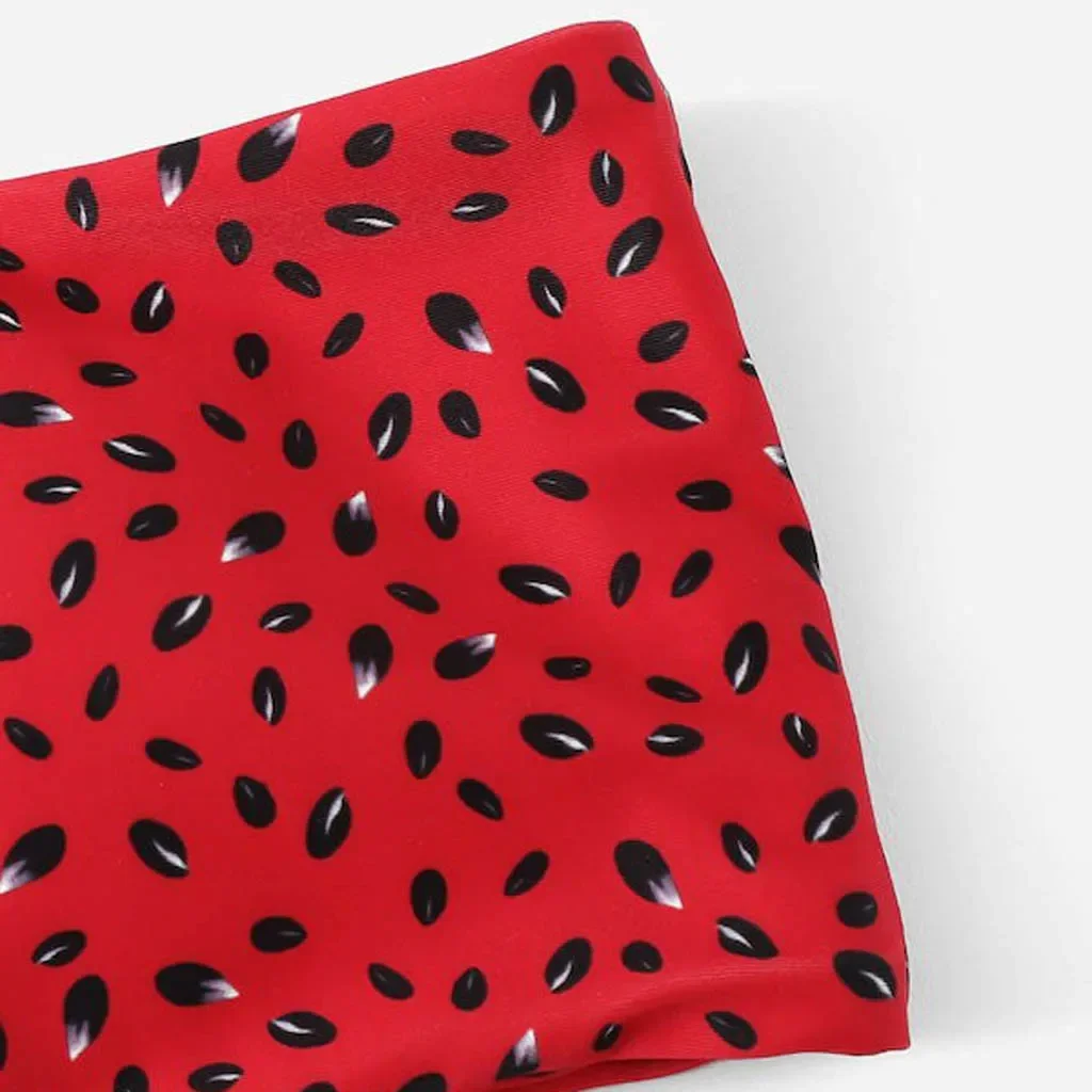 Biquíni feminino com estampa de melancia, sexy, dividido, push-up, tubo superior, conjunto tankinis, cintura baixa, trajes de banho para juniores