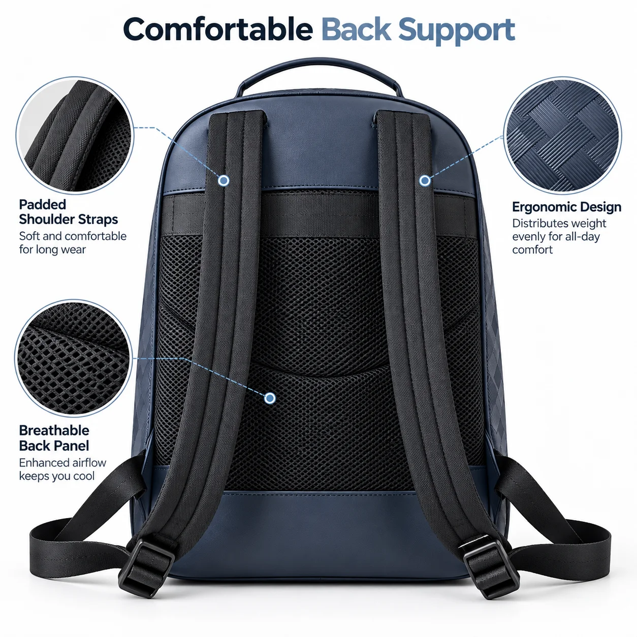 Mens Backpacks High Quality Genuine Leather Designer Knitted Pattern Computer Pack Business Casual Work Daily Outdoor Bag