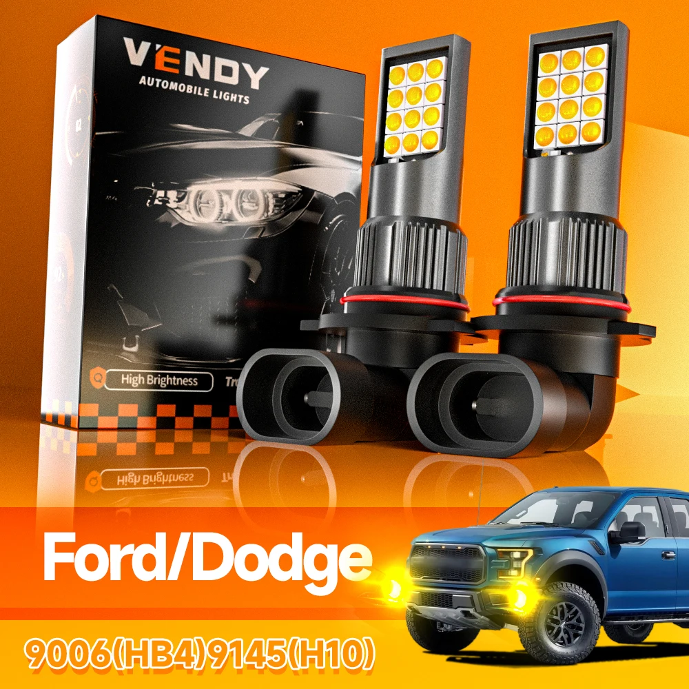 2x LED Fog Light 9145 H10 9006 HB4 Lamp For Ford Expedition Explorer Escape F-150 Dodge Viper Charger Ram 1500 2500 3500 Dakota