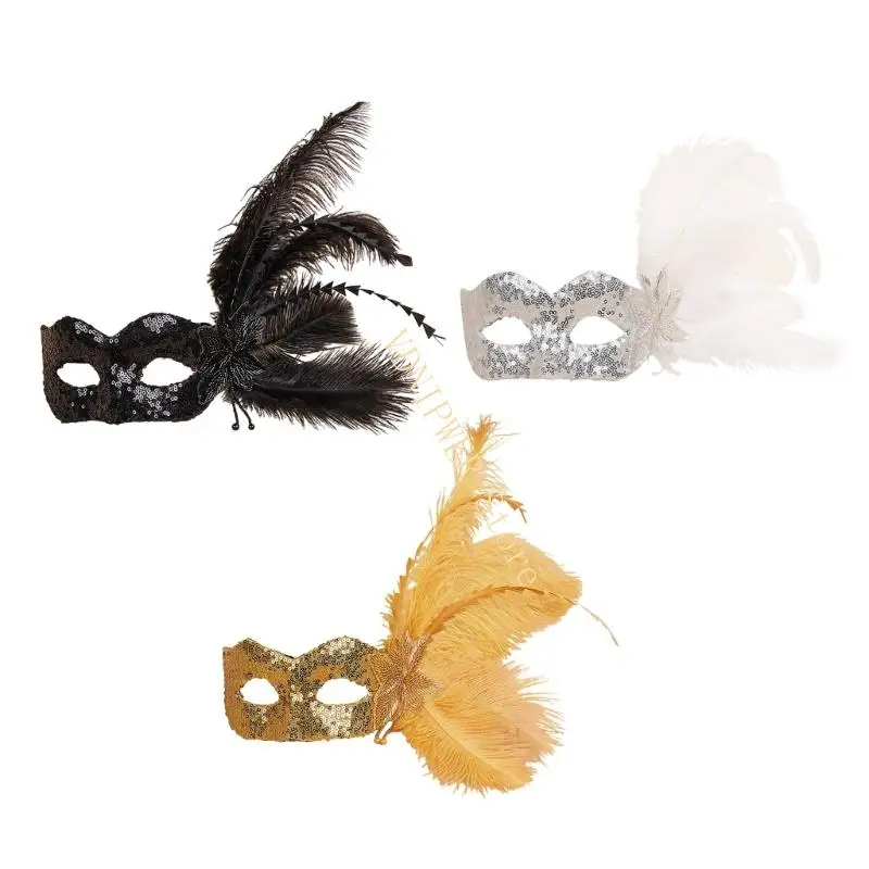 

Masquerades Mask Venetians Mask Sequins Half Face Mask Eyemask for Womens D08E