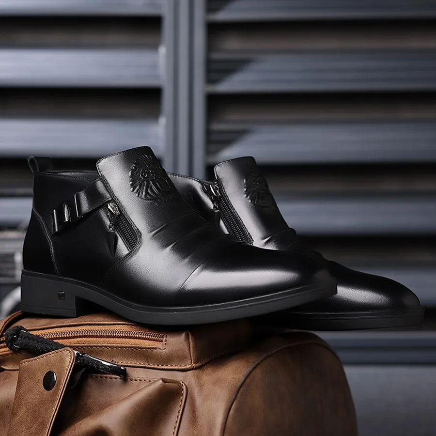 Herren Chelsea Boots in Übergröße, mit seitlichem Reißverschluss, runder Zehenpartie, lässige Stiefeletten für den Alltag und Winteranlässe – Detail 9