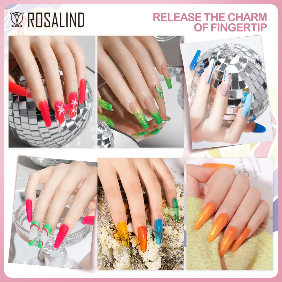 ROSALIND 80 สีเล็บเจลกึ่งถาวรเจล UV HYBRID เคลือบฐาน Top Coat Soak Off เล็บเจลเล็บเคลือบใหม่