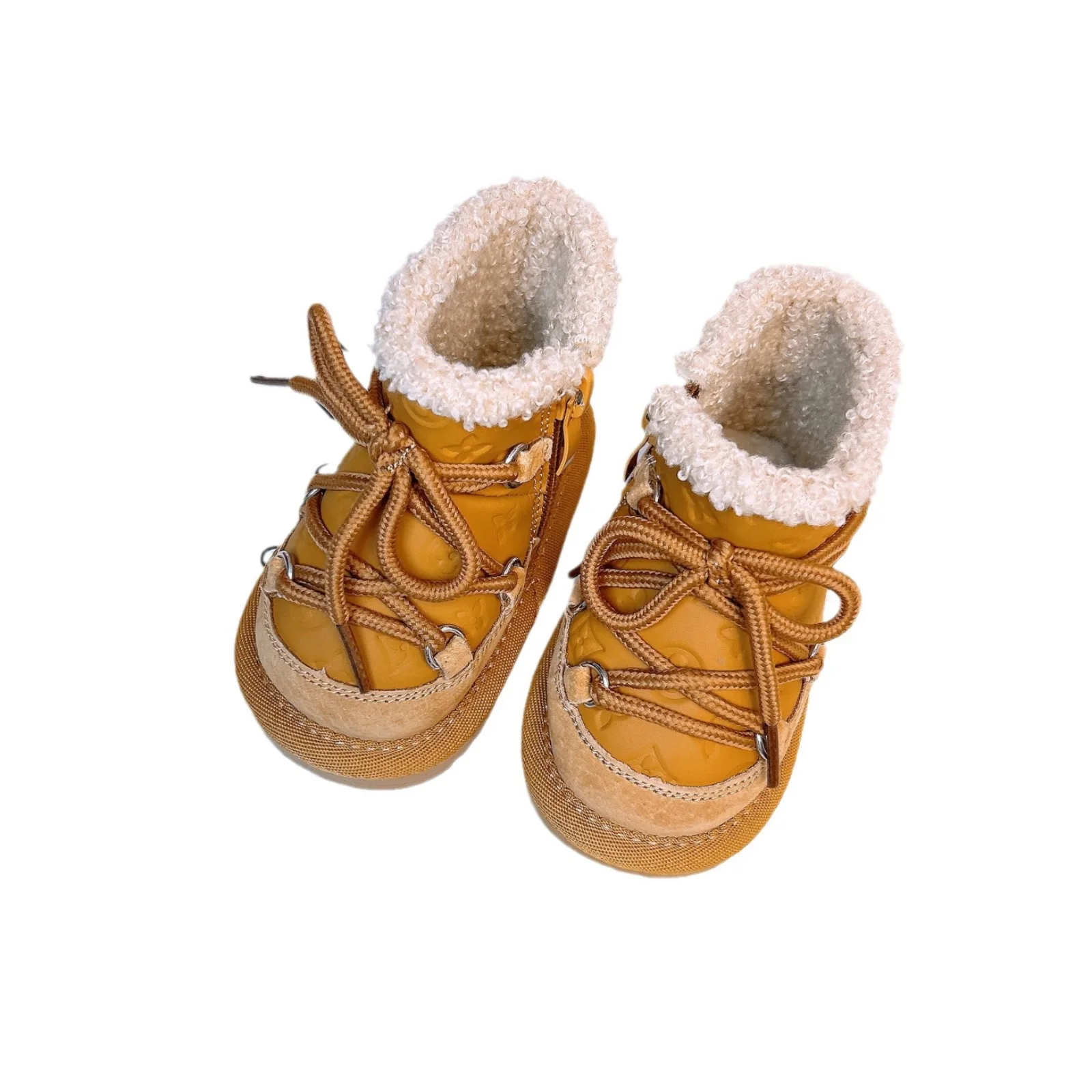 Children Boots Girls Fashion Genuine Leather Cotton Boots Baby Boys Soft Sole Non-slip Mid-top Casual Boots Size 15-25