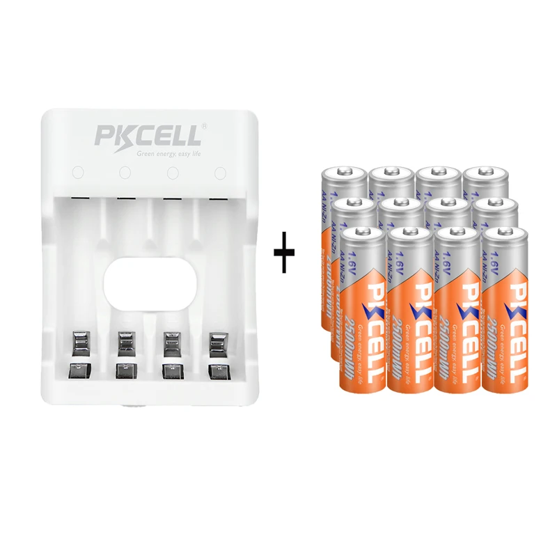 4/8/12PC PKCELL AA Battery 2500mWh 1.6V Ni-Zn AA Rechargeable Batteries camera toys 2A batteries And AA/AAA Battery Holder Box