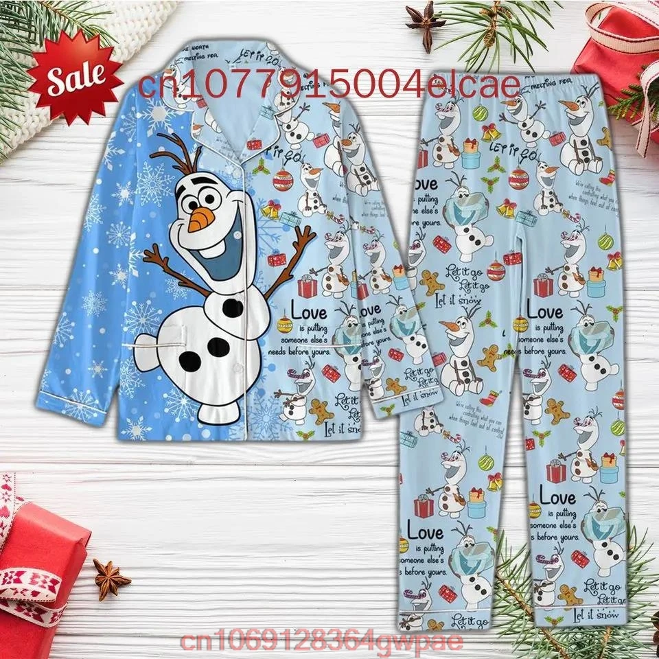 Cartoon Snoopy Christmas Pajama Set Disney Casual Men\'s and Women\'s Long Sleeve Shirt Pajama Set