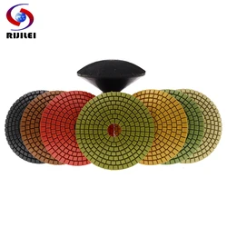 8PCS/Set Convex Diamond Polishing Pads 4inch Arc-Shaped Edge Polishing Pad With Backer Pad For Granite Marble Stone