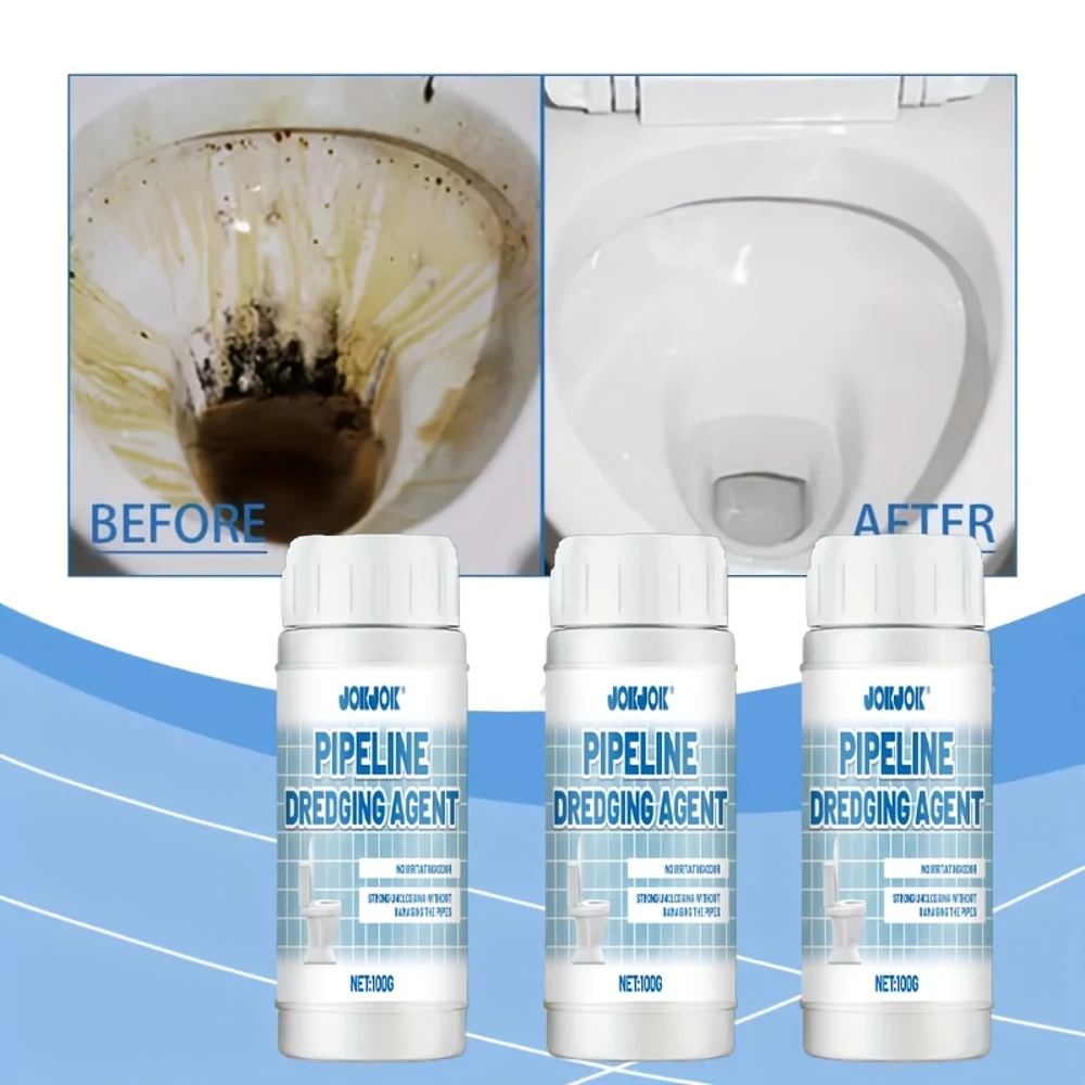 

JOKJOK Multi-Purpose Drain Cleaner Powder - Fast-Acting, Easy-to-Use for Toilets, Bathroom & Kitchen Pipes, Non-Toxic, No Harsh