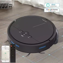 Aspirateur robot de balayage avec commande vocale, balayage et vadrouille des sols et des tapis, course, recharge automatique, la carte est visible, poils d'animaux