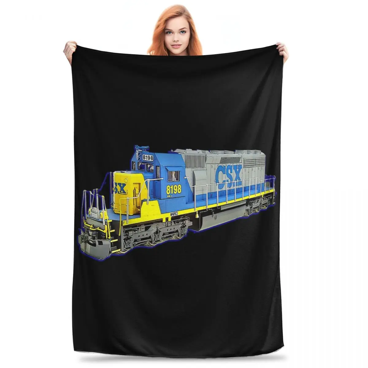 Freight Train Csx Engine Blankets Flannel Warm Sofa Throw Blankets For Home Bedroom Travel Throws Bedspread Quilt