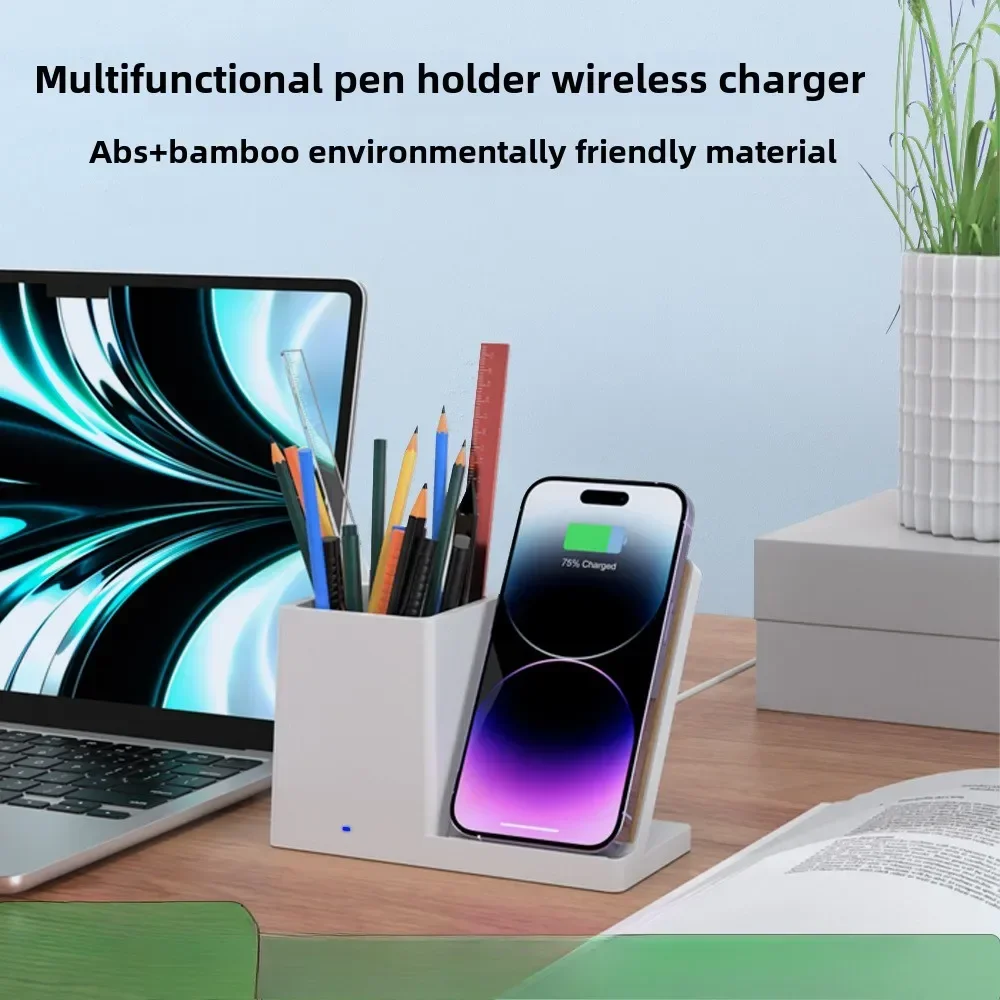 3 in1 Wireless Charging Phone Holder  Dock Statione Stand Phone Wireless Charging Desktop Storage Box Charger Wireless Charger