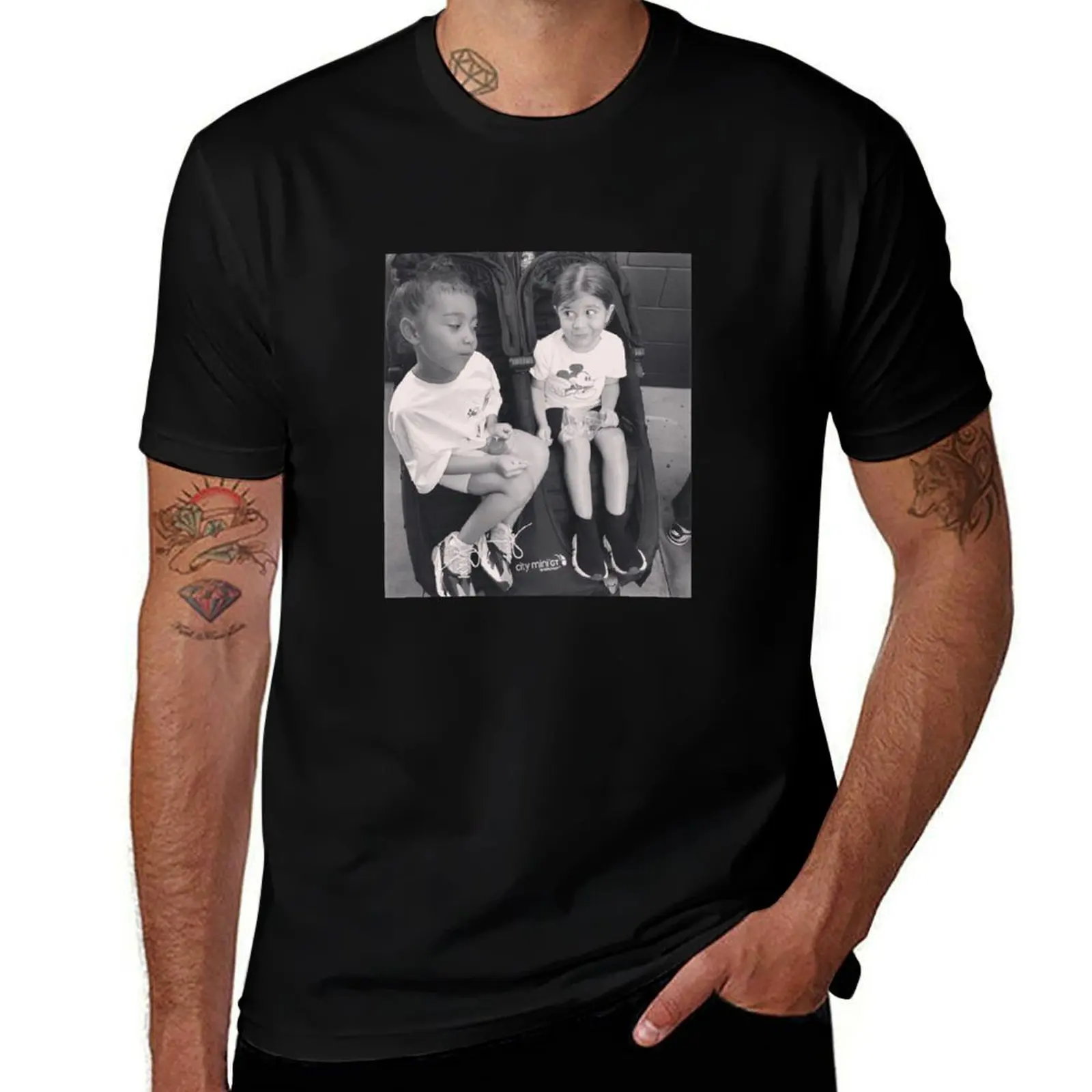 

North and Penelope Black and White T-Shirt boys animal print Short sleeve tee graphic t shirt vintage plain t shirts men