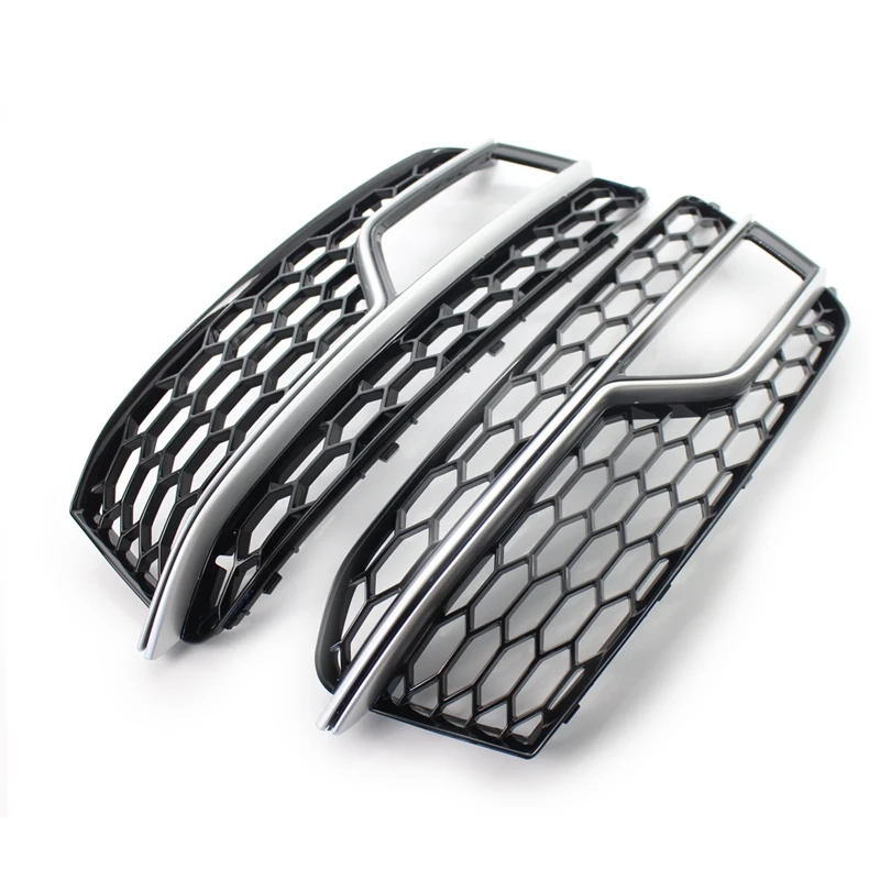 Left Chrome Car Front Bumper Mesh Fog Light Cover Honeycomb Grill Grille Cover For  S5 A5 S-Lines 2013-2016 Accessories